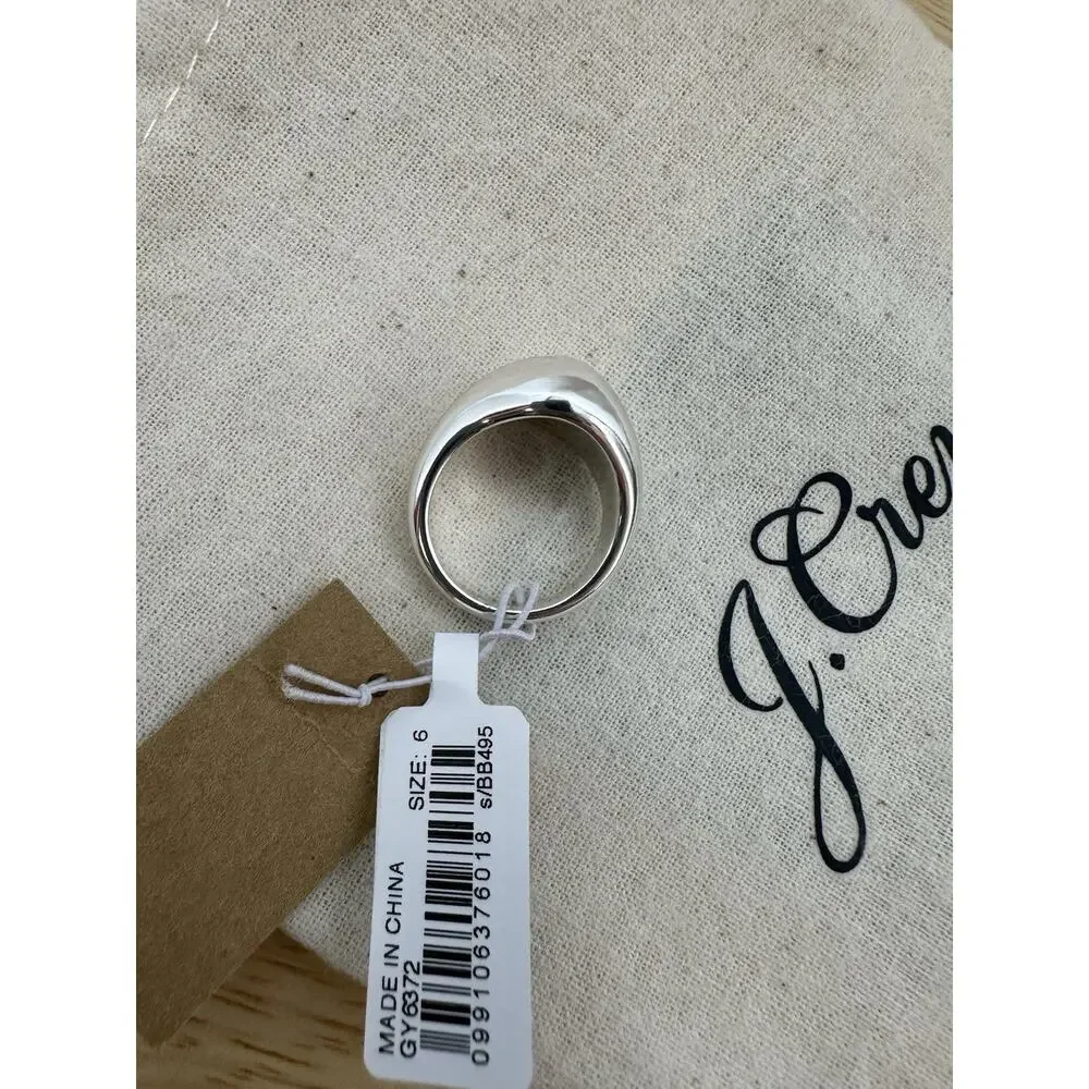 NWT‎ J Crew Silver Sculpted Orb Mirror Ring Silver Size 6 BB495